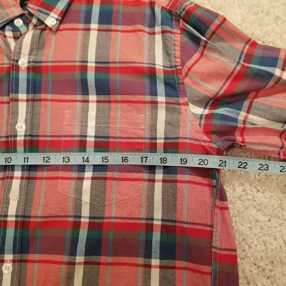 J. Crew Summer Plaid Button Down Slim Large